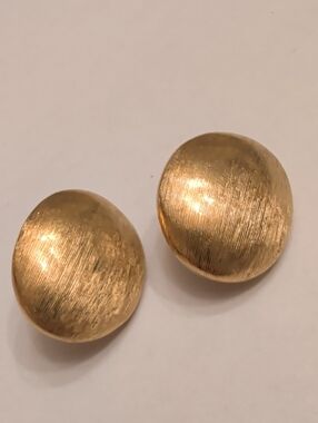 Monet Brushed Gold Tone Dome Button Earrings